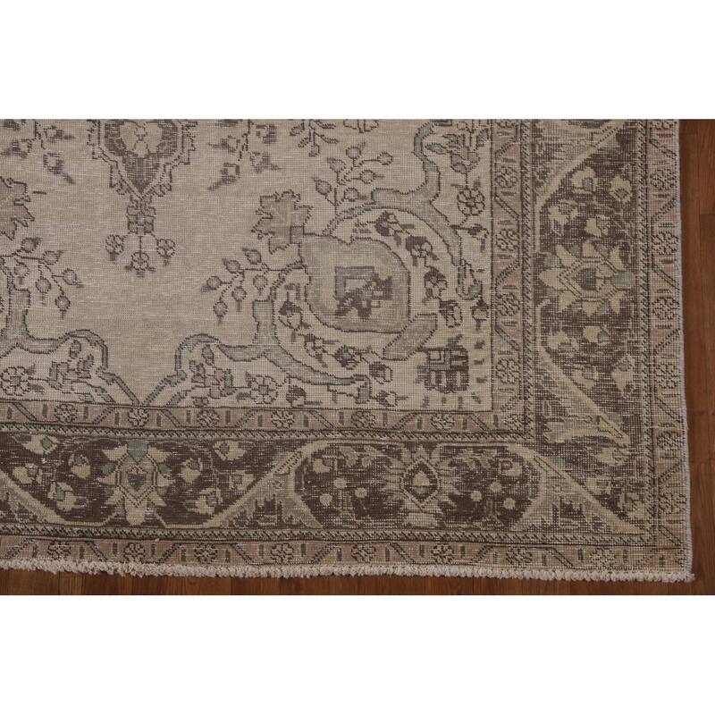 Antique Distressed Tabriz Persian Rug Handmade Wool Carpet - 6'5" x 9'3"