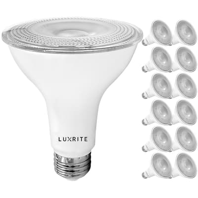 Luxrite 12 Pack LED PAR30 Flood Light Bulb, 11W=75W 850 Lumens, Dimmable, Spotlight Bulb, Wet Rated, E26, UL Listed