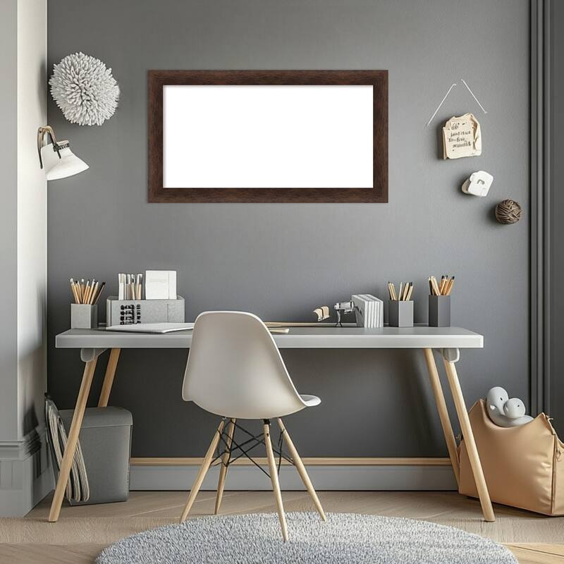 Amanti Art Warm Walnut Narrow Framed Dry Erase Magnetic Board