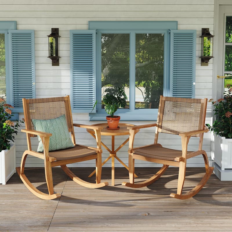 2 Pieces Acacia Wood Comfortable Patio Bistro Set