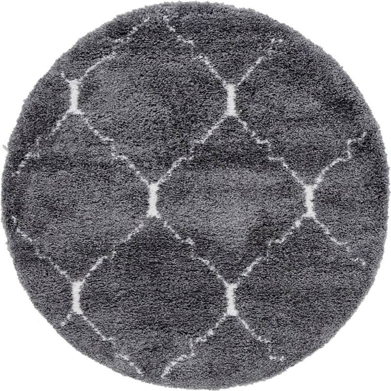 Shag Shoploni Collection Area Rug - 8' Round - Gray