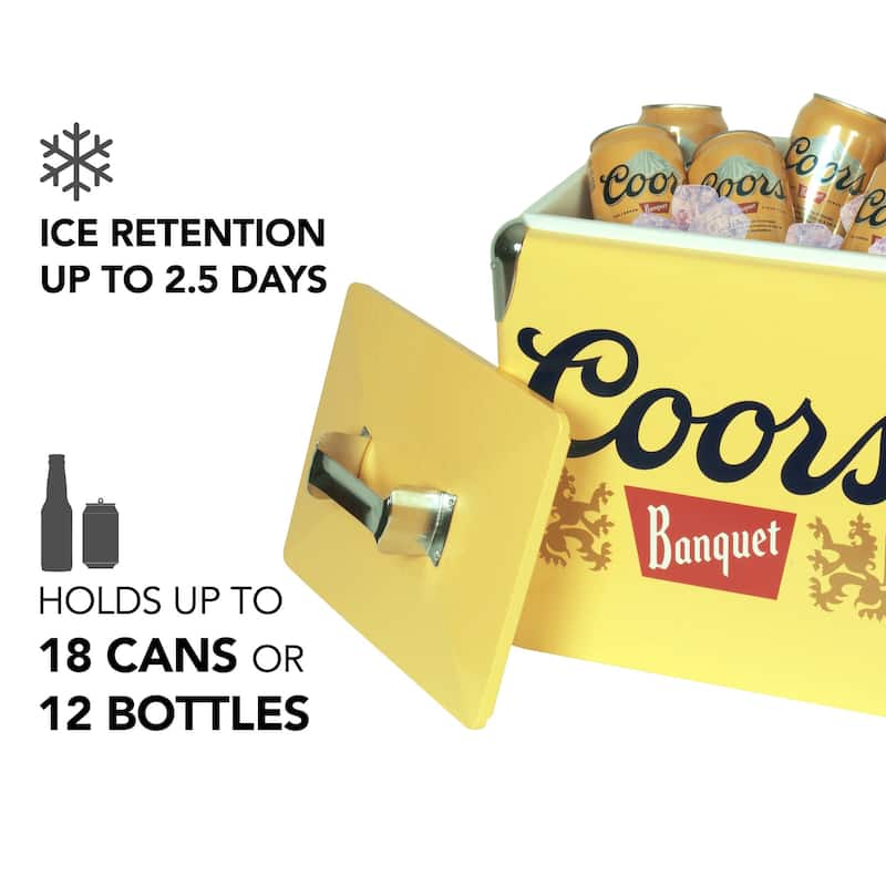 Coors Banquet Retro Ice Chest Cooler W/Opener 13L (14 qt) Yellow & Silver
