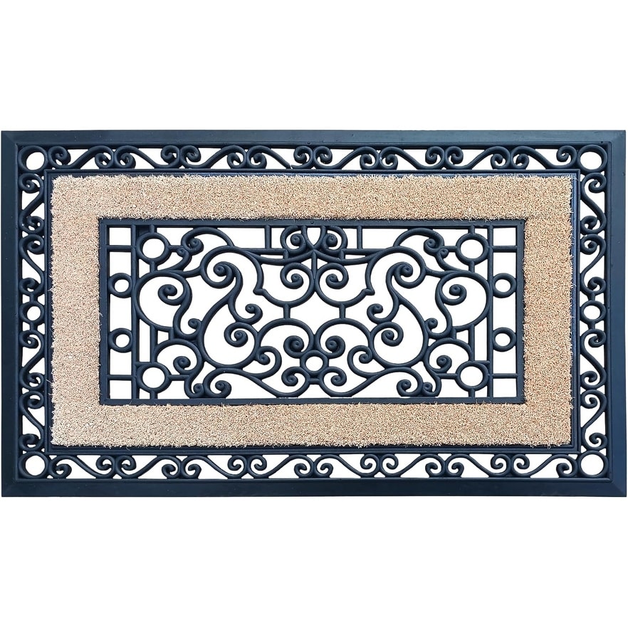 A1 Home Collections Highly Durable Decorative Rubber and Coir Molded Doormat
