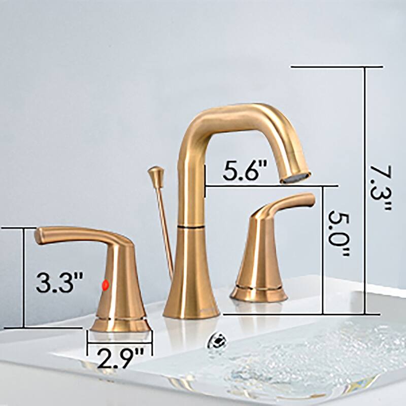 Modern 2 Handle 360° Swivel Bathroom Sink Faucet with Pop Up Drain Assembly, Aerator, Anti Corrosion, Splash Proof, Water Saving