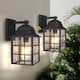 Dusk to Dawn Black Outdoor Wall Lights with Clear Glass Set of 2