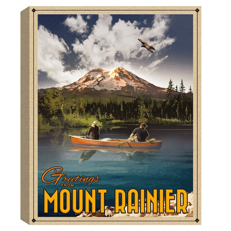 Mount Rainier by Old Red Truck Canvas Art Print
