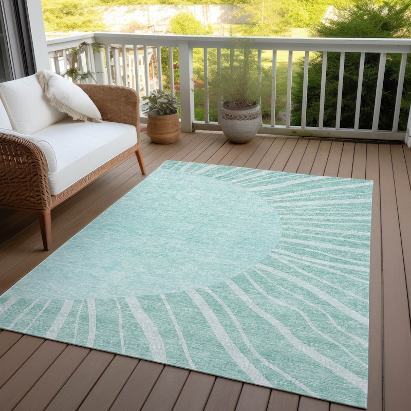 Machine Washable Indoor/ Outdoor ChantilleSunburst Modern Rug