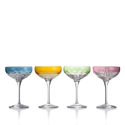 Waterford Mixology Colour Large Coupe 9floz, Mixed Pattern, Set of 4