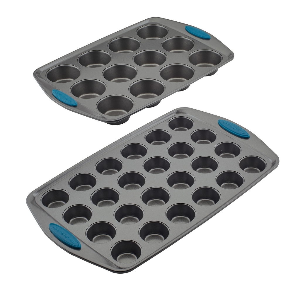 Mini Silicone Cupcake Pan Set, 2-Piece Mini 24 Cups Muffin Pan