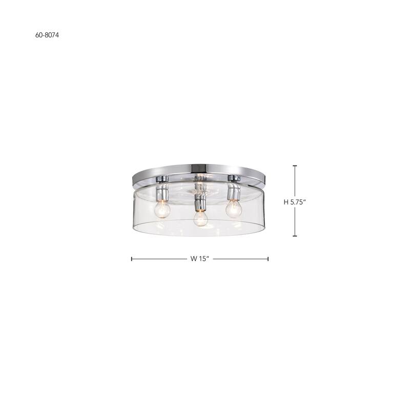 Marlowe - 15 Inch Flush Mount - Polished Nickel with Clear Glass - Polished Nickel