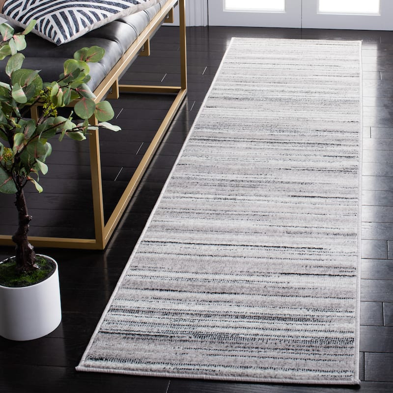 SAFAVIEH Skyler Neppie Modern Stripe Rug - 2' x 8' Runner - Ivory/Grey