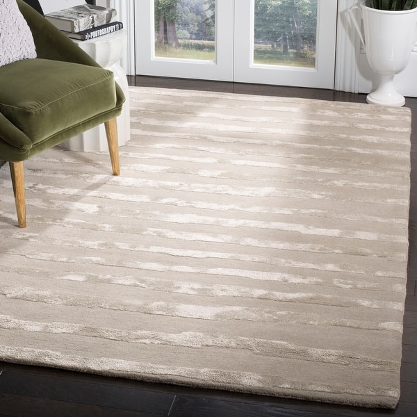 slide 2 of 10, SAFAVIEH Handmade Soho Vitaliana Stripes N.Z. Wool Rug 3'6" x 5'6" - Grey - Rectangle