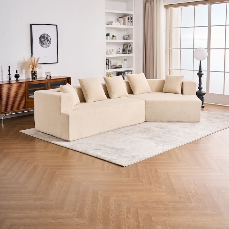 Special Shape Sleeper Sofa Chenille Floor Couch Deep Seat Recliner