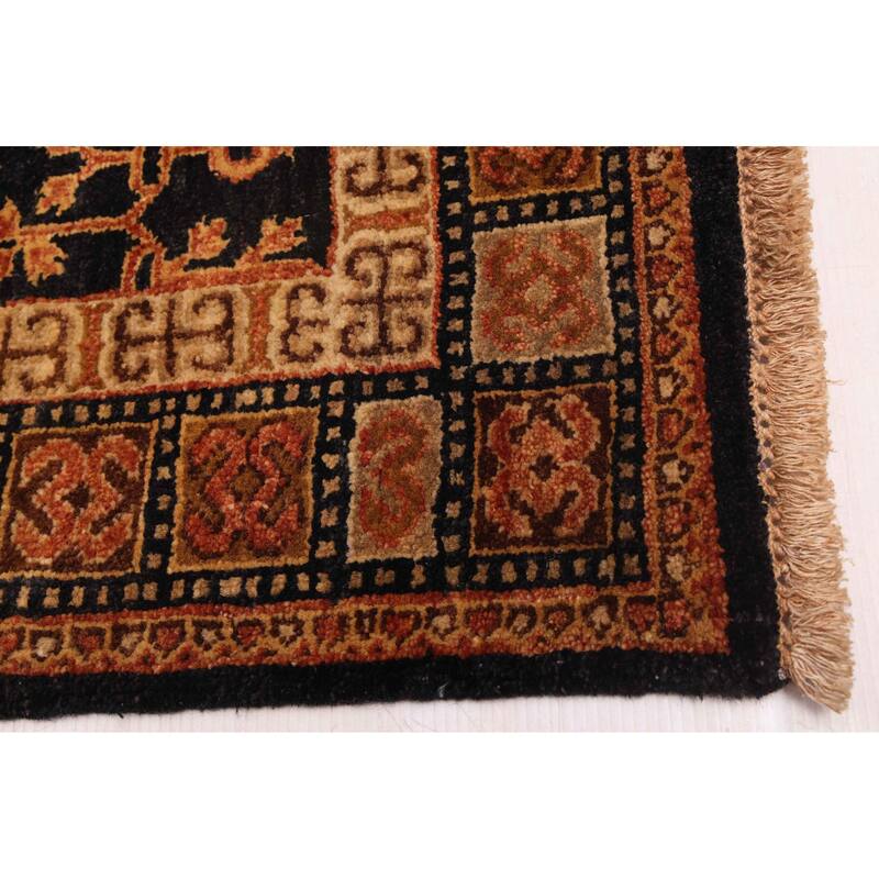 ECARPETGALLERY Hand-knotted Finest Agra Jaipur Black Wool Rug - 4'0 x 5'11