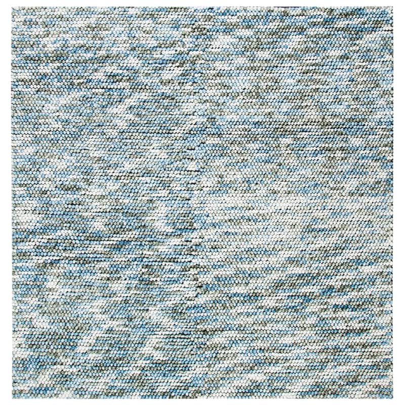 SAFAVIEH Handmade Natura Adriena Wool Rug - 6' Square - Blue/Ivory