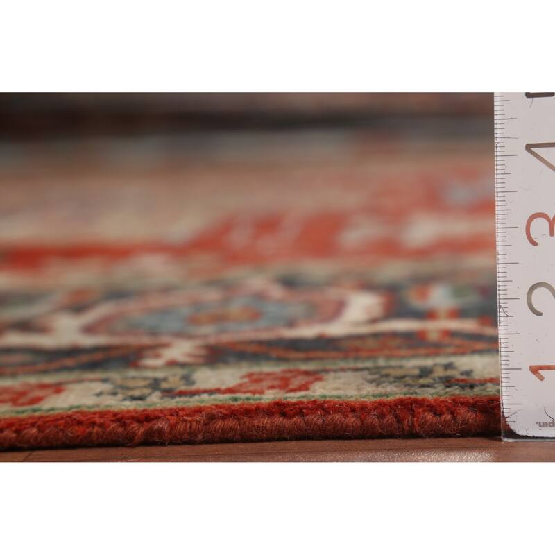 Geometric Heriz Serapi Indian Area Rug Hand-Knotted Wool Carpet - 8'9"x 11'11"