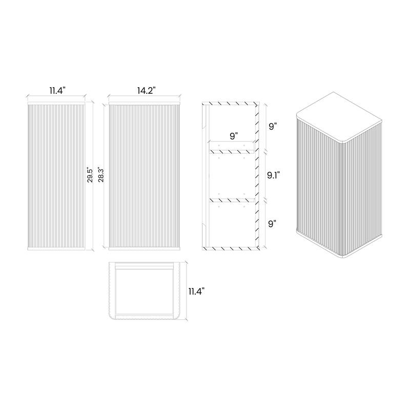 GDFStudio - Floating Wall-Mounted Side Cabinet with Curved Edges and Push-Open Door, Pre-Assembled Storage