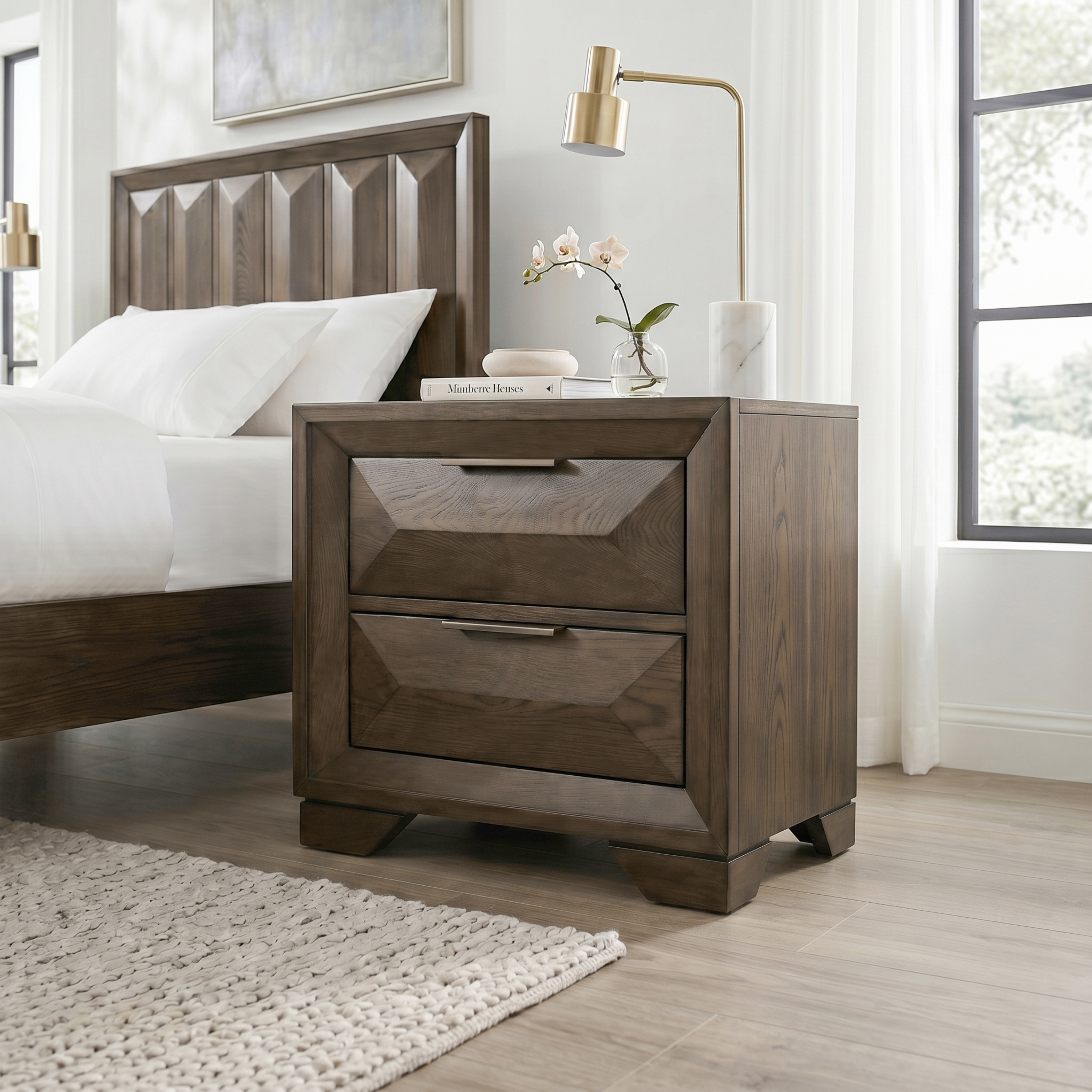 Furniture of America Uppon Transitional Espresso Wood 2-Drawer Nightstand