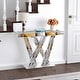 preview thumbnail 3 of 13, Modern Console Table Silver Entryway Table Inlay with Crushed Diamond
