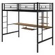 preview thumbnail 10 of 10, Black Twin Size Metal Loft Bed with Desk & Shelf for Kids