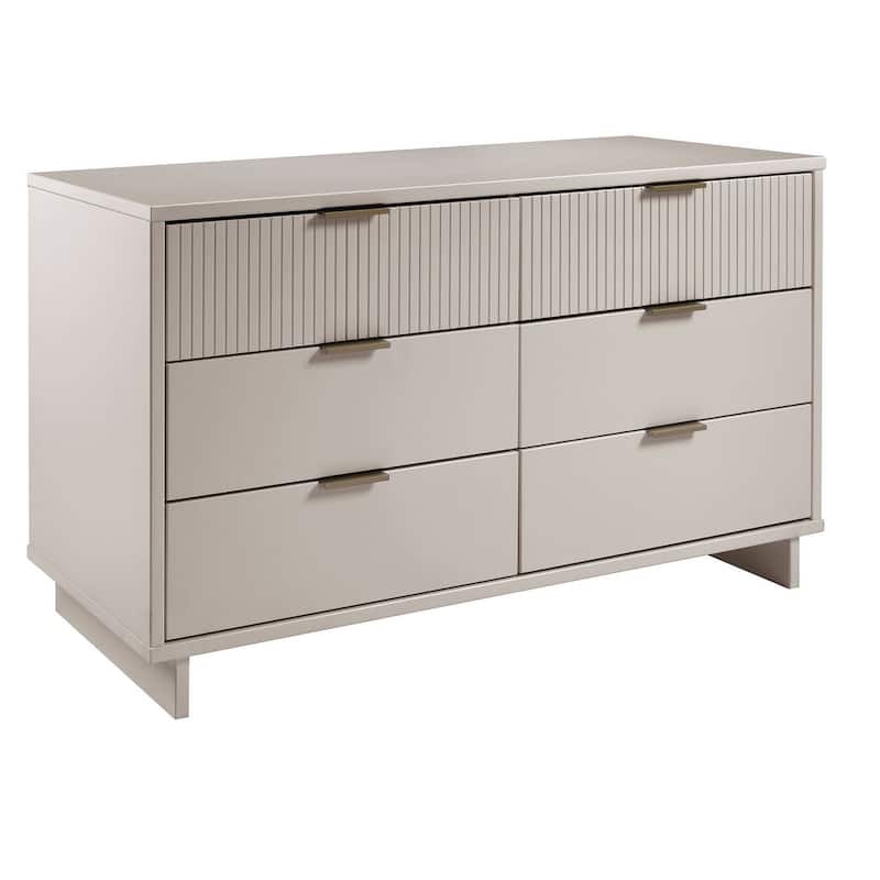 Manhattan Comfort Granville 55.07" Modern Double Wide 6 Drawer Dresser