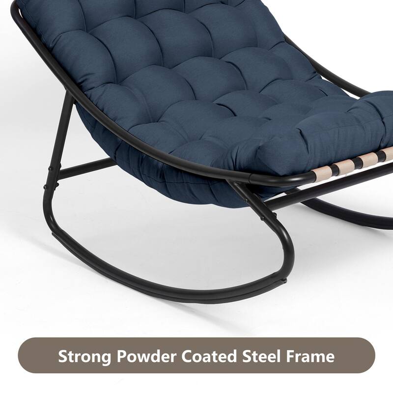 Outdoor Metal Frame Rocking Chair with Water-Resistant Cushions