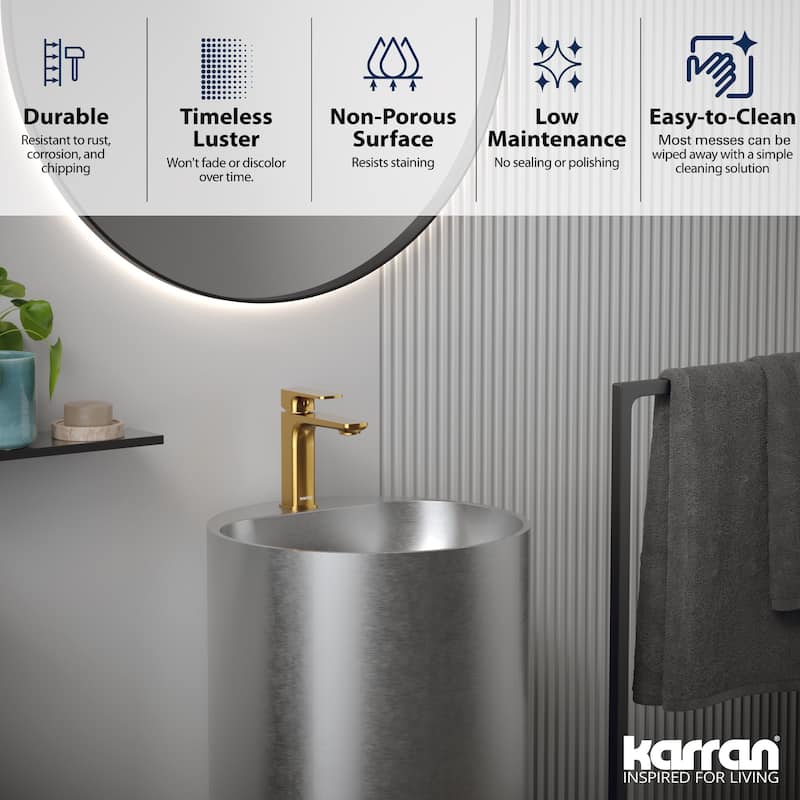 Karran USA CCP400 Cinox 16-1/2" Circular Stainless Steel Pedestal