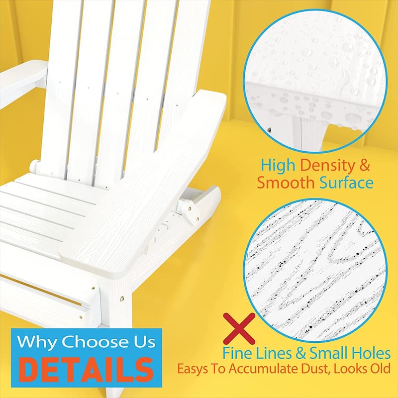 WINSOON All Weather HIPS Outdoor Folding Adirondack Chairs Outdoor Chairs Set of 4