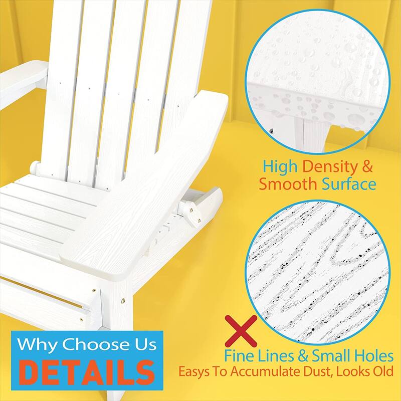 WINSOON All Weather HIPS Outdoor Folding Adirondack Chairs Outdoor Chairs Set of 4