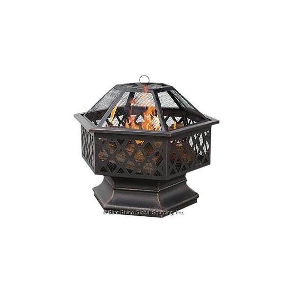 Blue Rhino , WAD1377SP, Hex Shaped Outdoor Fire Bowl with Lattice, Oil Rubbed Bronze