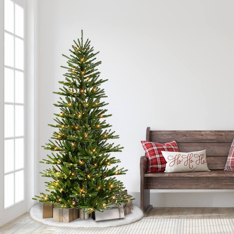 Puleo International 6.5 ft. Pre-Lit Artificial Mountain View Spruce Tree with 350 Warm White LED Lights