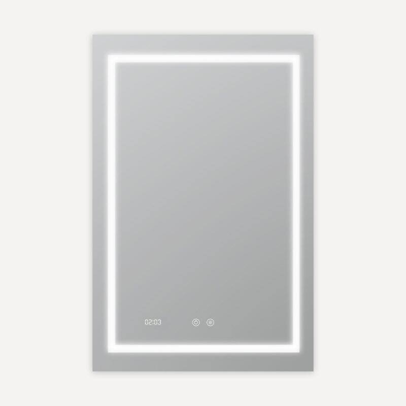 AQUADOM Daytona 24" Led Lighted Mirror for Bathroom Defogger, Digital Clock - 24"x36"x1" - 24"x36"x1"