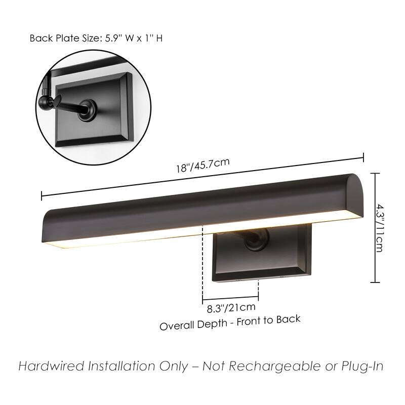 1-Light Brass/Matte Black/Chrome Dimmable Linear LED Iron Wall Light with Warm 3000K Light