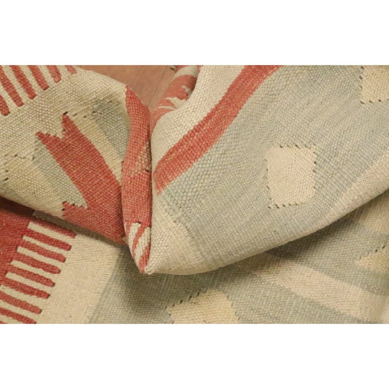 Hand Woven Oriental 100% Wool Carpet Southwestern Tribal Green Kilim Area Rug - 5' 9'' X 4' 2''