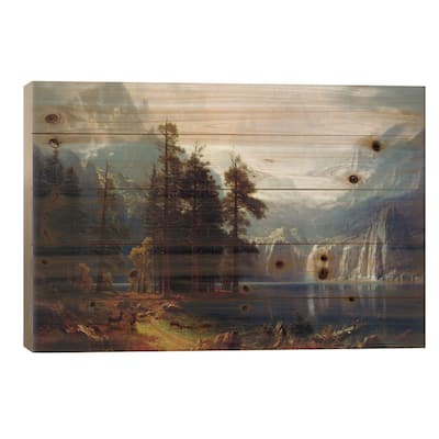 Sierra Nevada In California Print On Wood by Albert Bierstadt - Multi-Color
