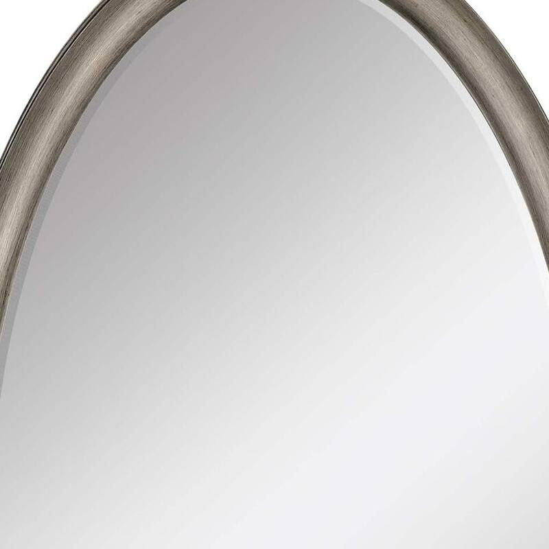 HomeRoots 44" Silver Wood Oval Accent Mirror - 25.00 in. x 44.00 in. x 2.00 in.