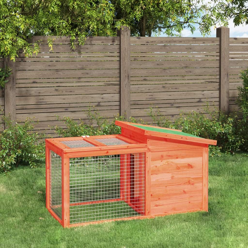 vidaXL Rabbit Hutch Brown 39.6"x21.3"x21.7" Solid Wood Pine - 39.6" x 21.3" x 21.7"