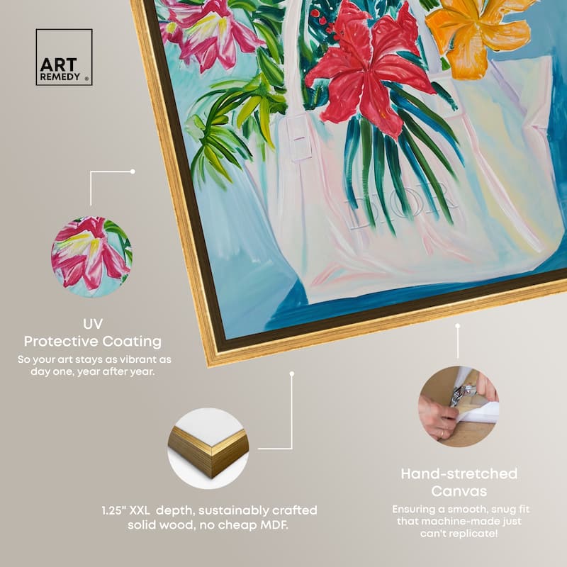 Art Remedy Tropical Flower Bag Framed Flowers In Vase Paintings