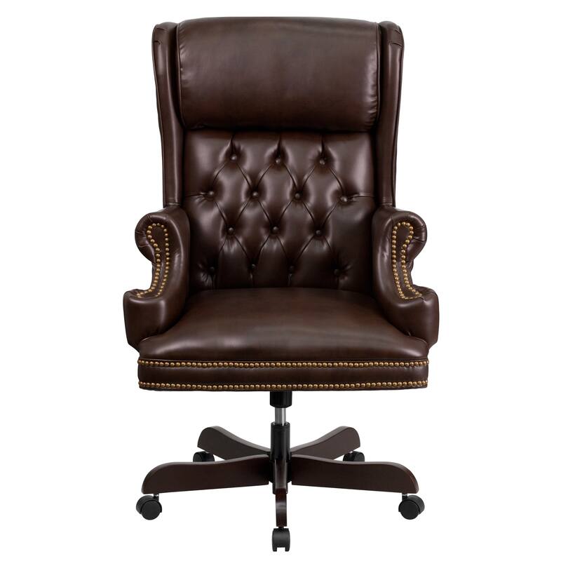 High Back Traditional Tufted LeatherSoft Executive Swivel Ergonomic Office Chair
