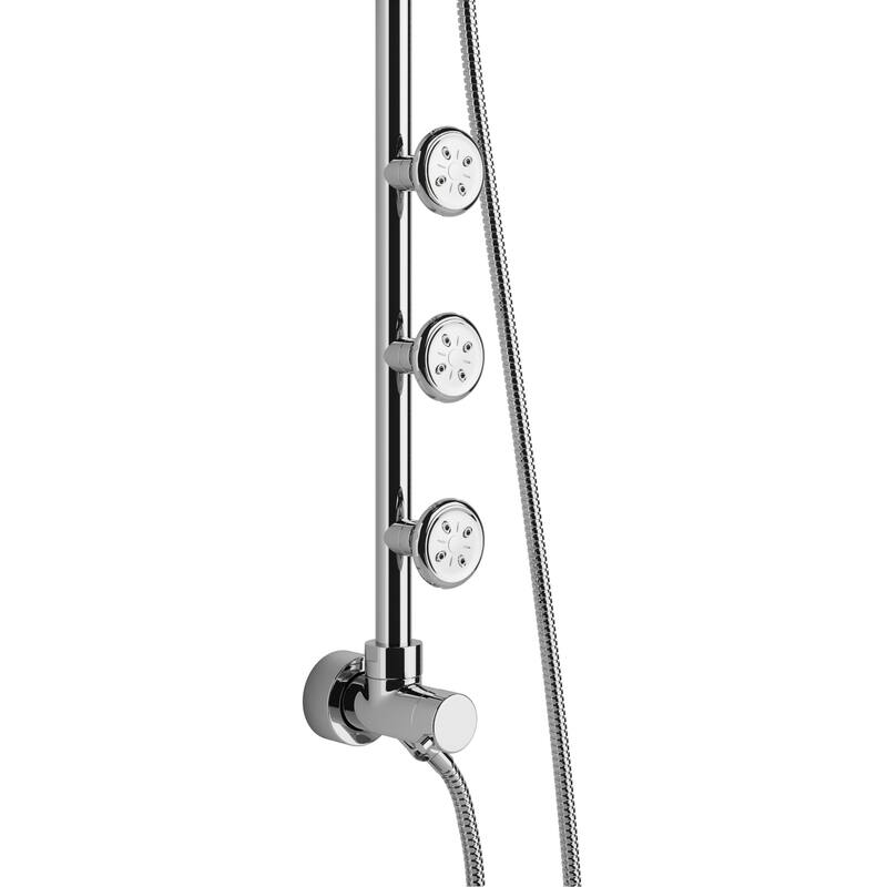 Lanikai 8-in Rain Showerhead Shower System with 3-Body Jets Multi-function Handshower and Pivoting Shower Arm Chrome 1.8GPM