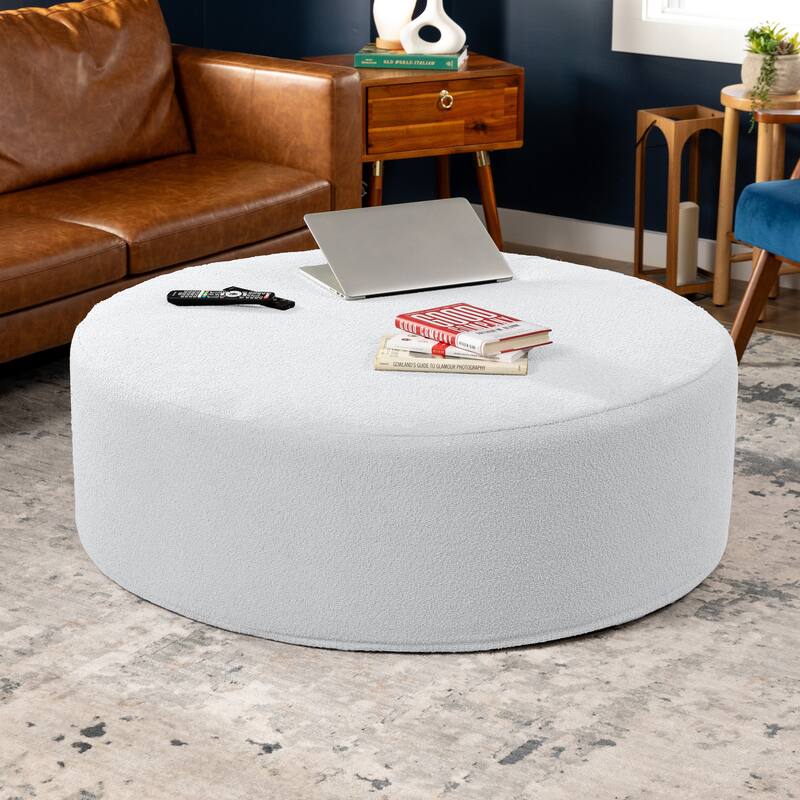 Jaxx Candler Round Couch Ottoman Large Coffee Table & Foot Rest, 44-Inch