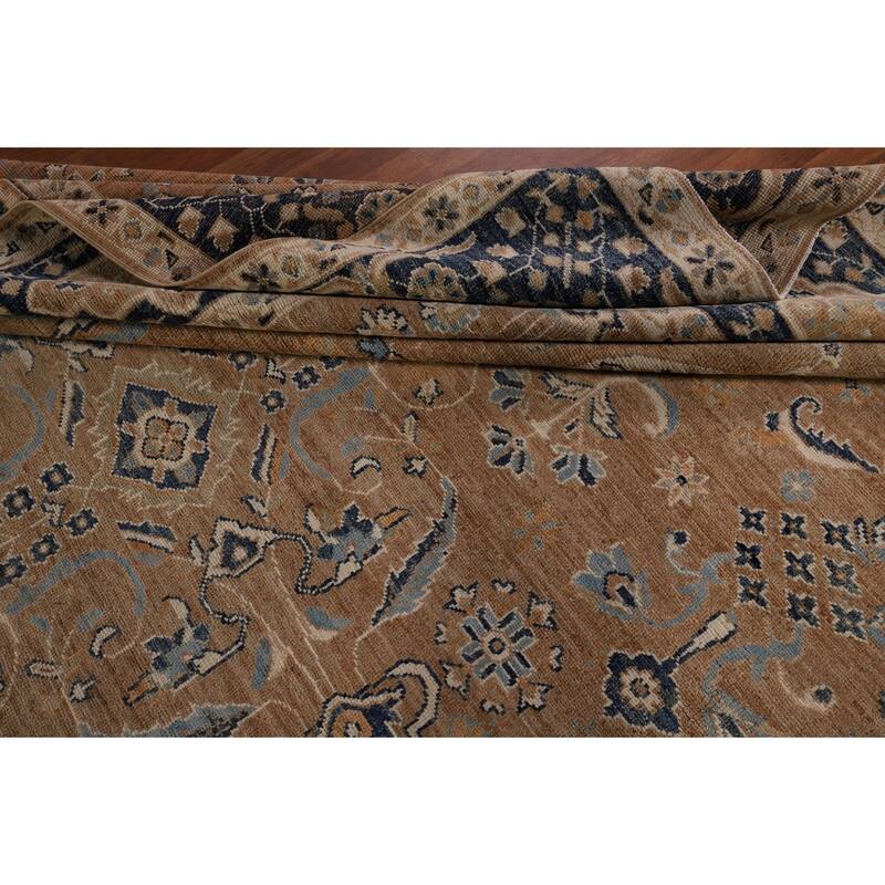 Vegetable Dye Floral Oushak Turkish Area Rug Hand-Knotted Wool Carpet - 9'3" x 12'5"