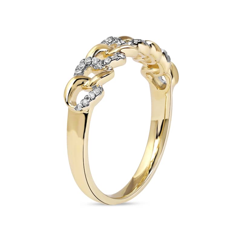 1/10ct TDW Diamond Cuban Link Fashion Ring in 10k Gold for Women