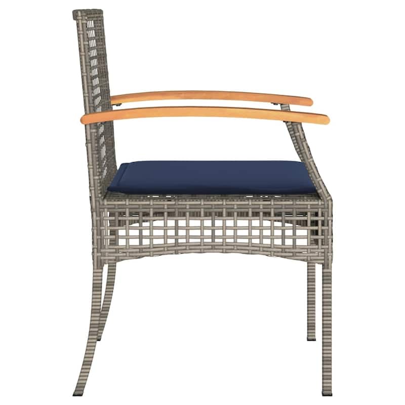 vidaXL Garden Chair Grey Poly Rattan Standard Removable Covers - 22.4 x 21.3 x 33.5 in