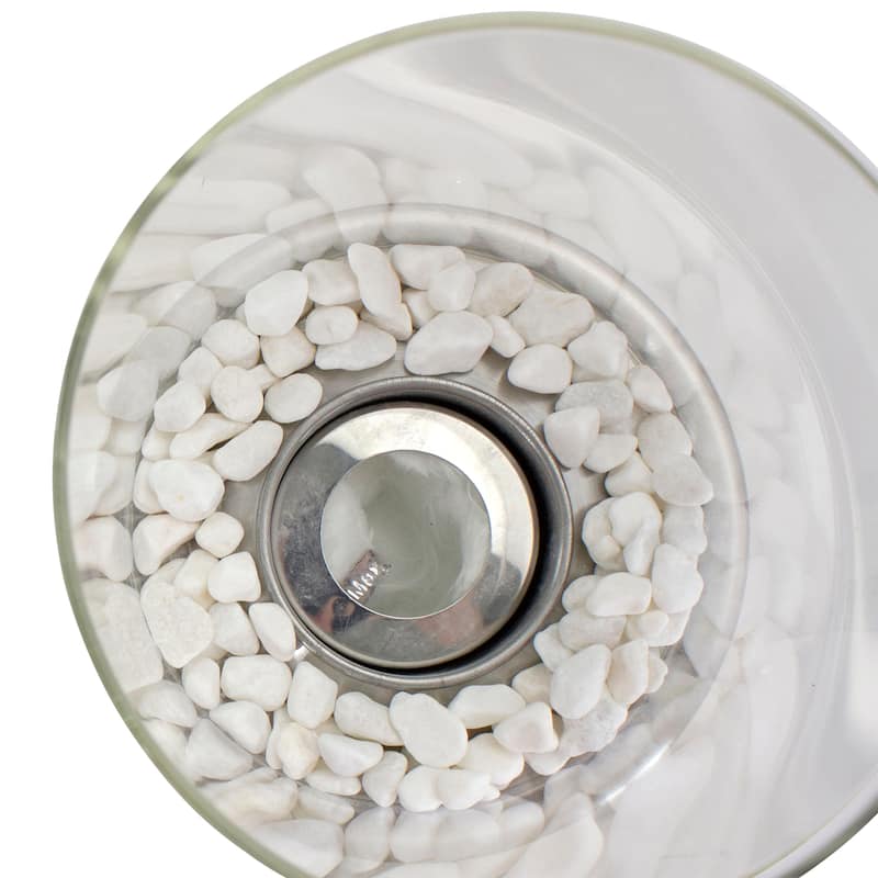 Bio Ethanol Round Portable Fireplace with Base - 10.5" - Silver