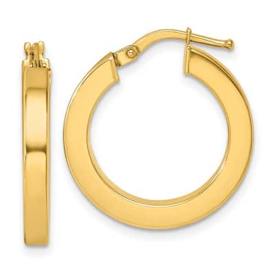 Curata 14k Yellow Gold Polished Square Tube Hoop Earrings - 22.3x21.4mm
