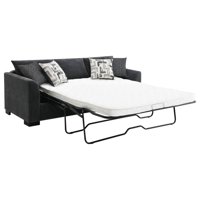 Storia Sleeper Sectional Chaise Sofa, Dark Gray, 4 Pillows, 84 Inch