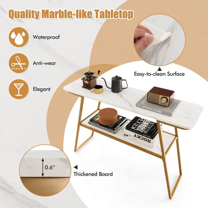 Costway 44'' Long Narrow Couch Table 2-Tier Console Table Entryway - See Details