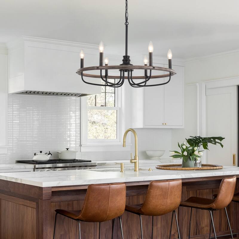 6-Light Candlestick Hanging Linear Foyer Chandelier Lighting Fixture for Dining Room Kitchen Island