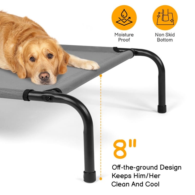 50 in. x 31 in. Iron Frame Gray Mesh Surface Outdoor Dog Cot - 50 in. x 31 in. x 8 in.